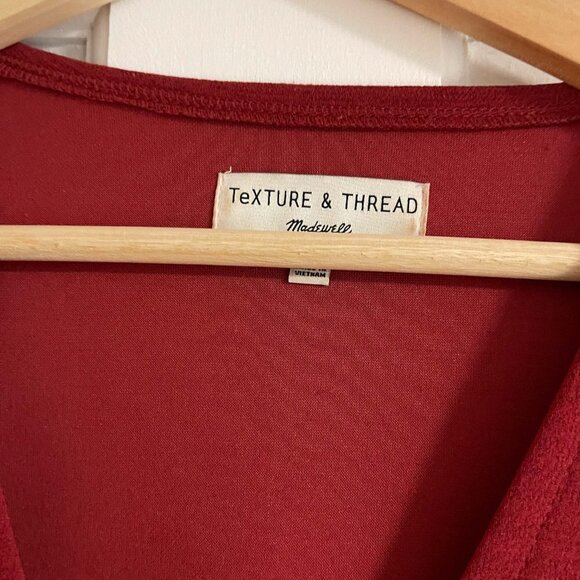 Madewell Texture and Thread Red Wrap Top Medium - Picture 5 of 10